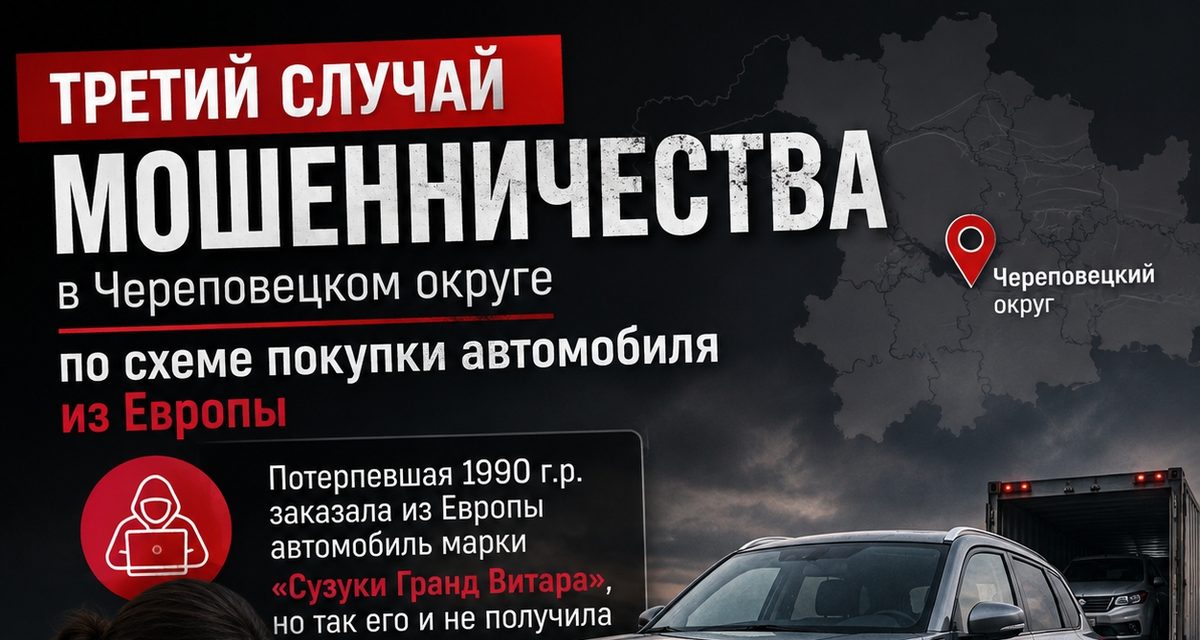 Жительница Череповецкого округа перевела мошенникам 1,3 млн за автомобиль из-за границы